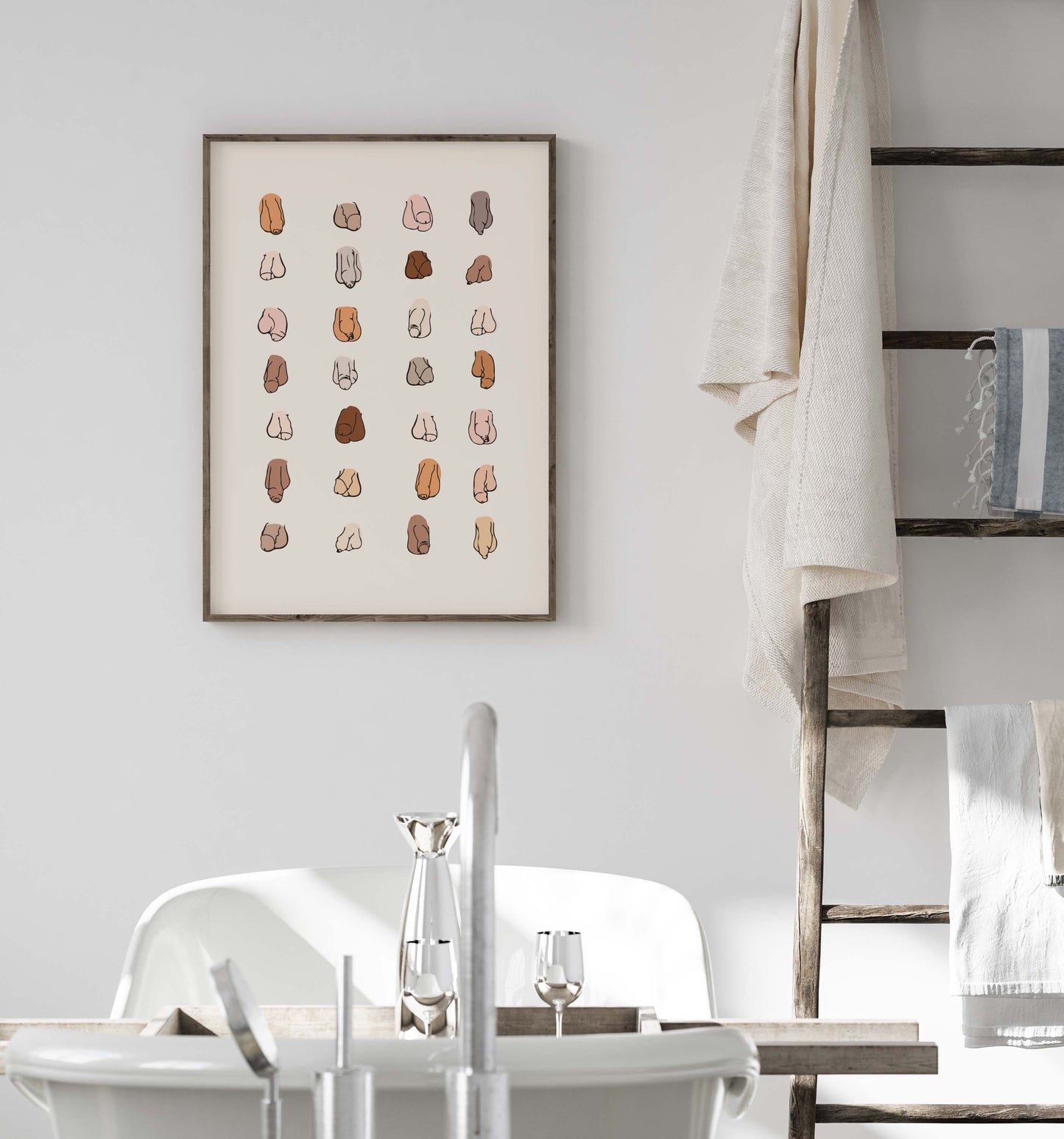 Willys wall art print for bathroom, diversity print