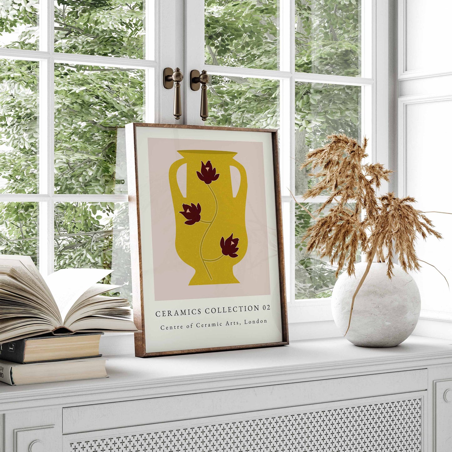 Yellow ceramic vase wall art print