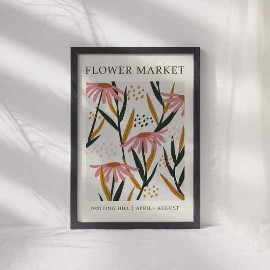 Flower Market print for London, Notting Hill in a minimalist style
