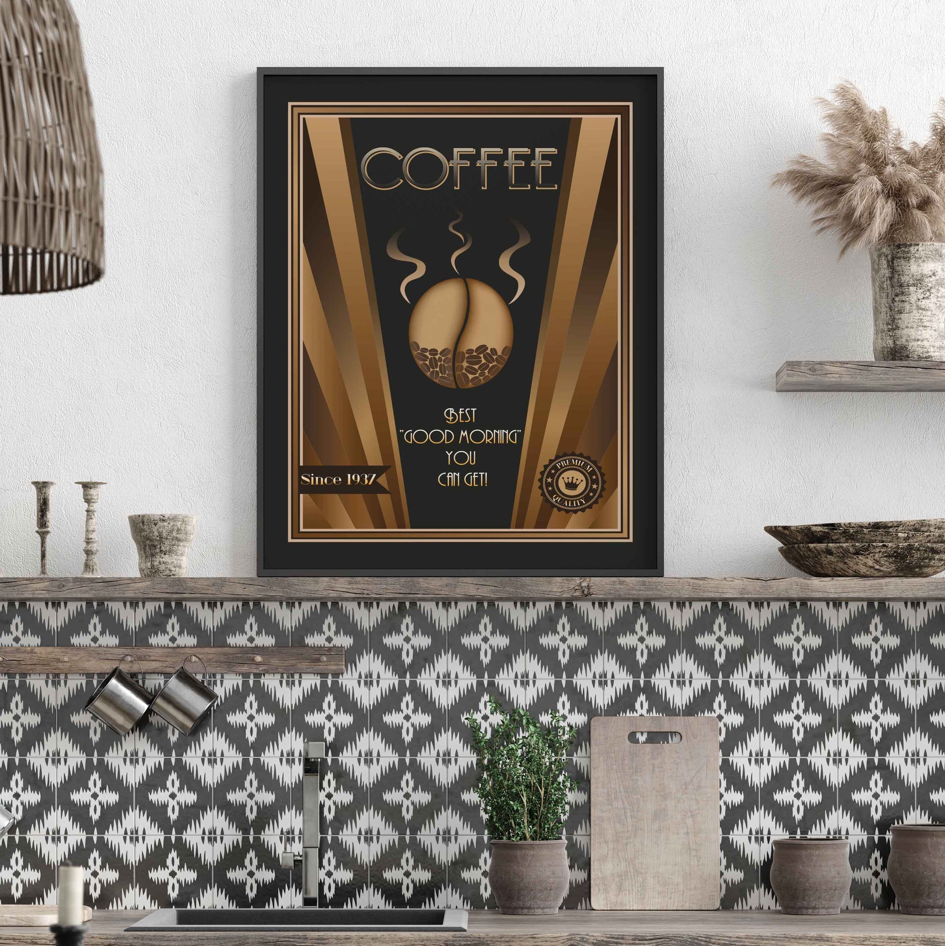 Coffee print for the kitchen or dining room, in an art deco style