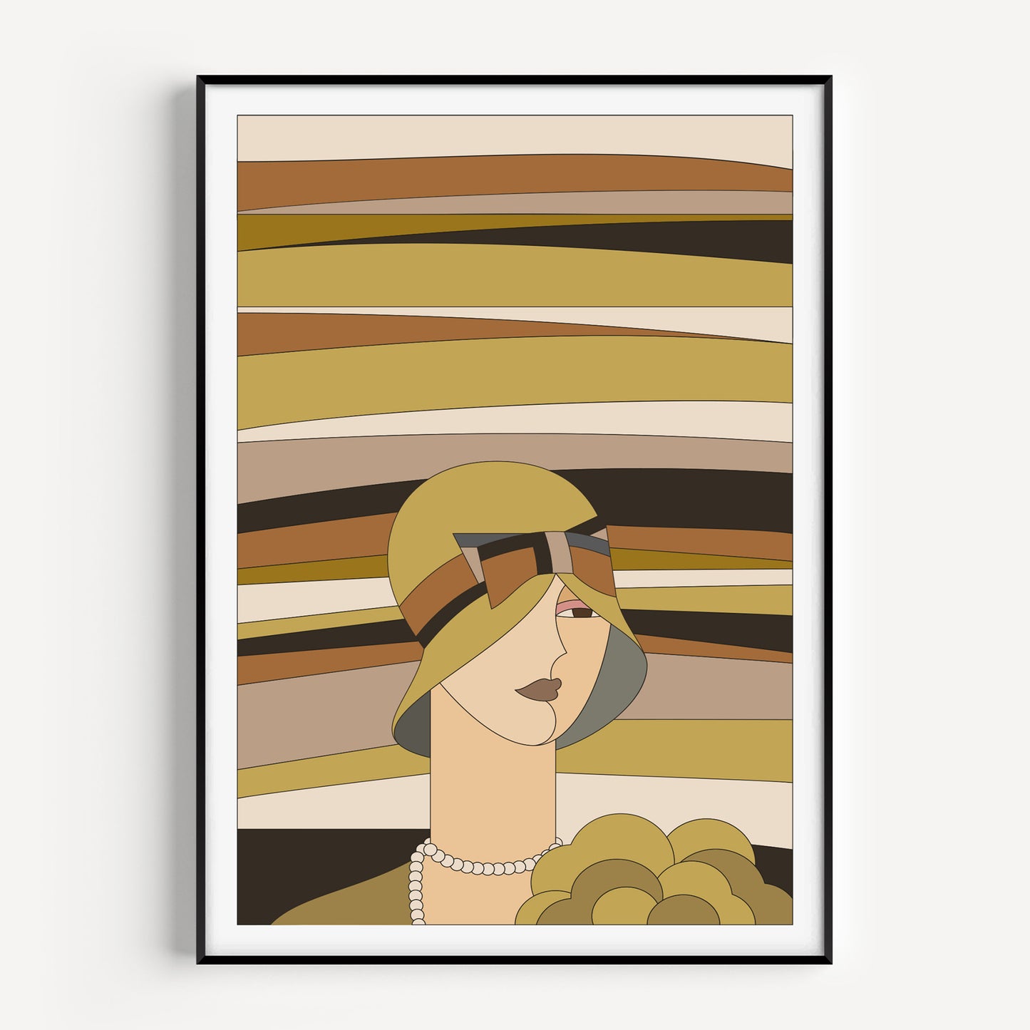 Art Deco Woman Print in Gold Tones