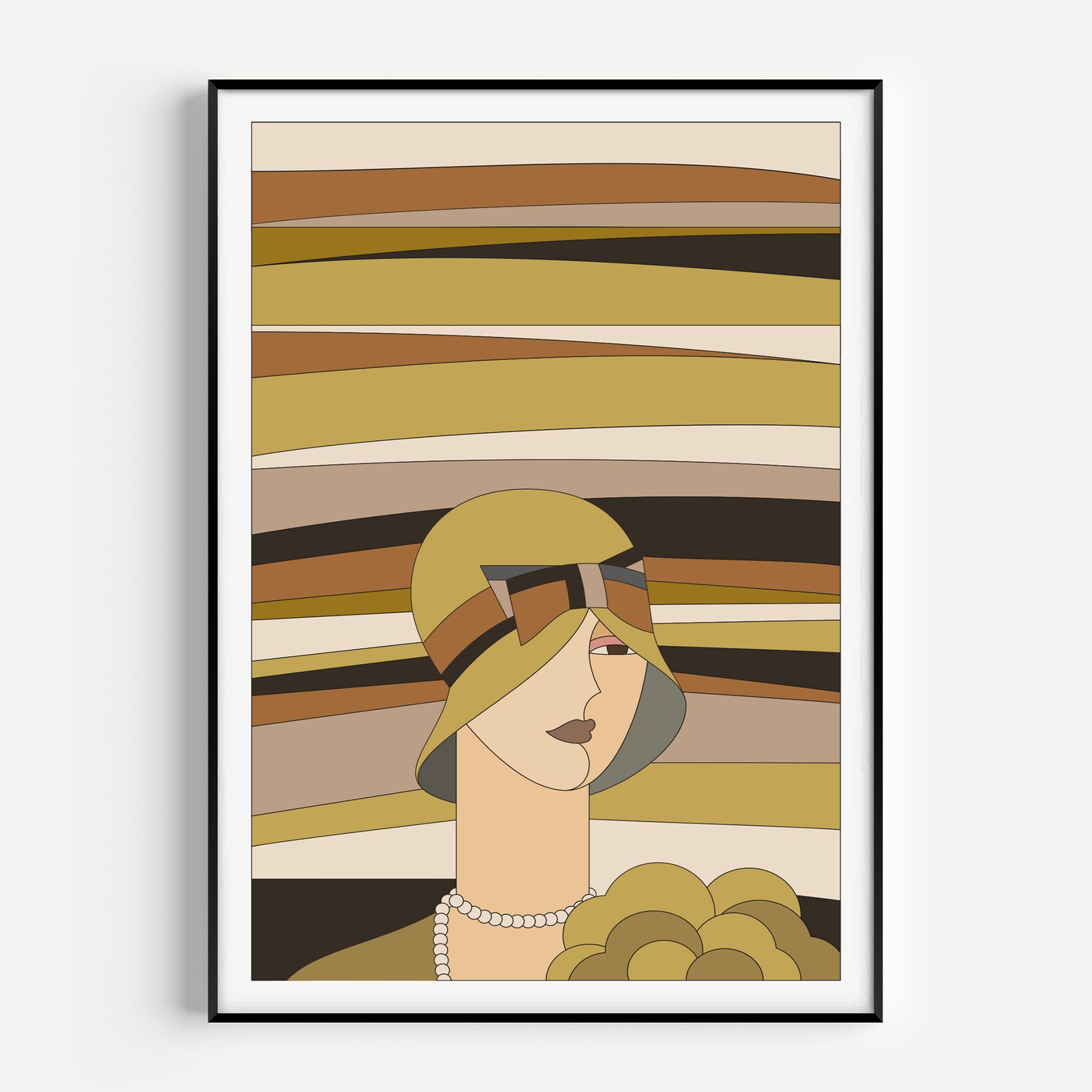 Art Deco Woman Print in Gold Tones