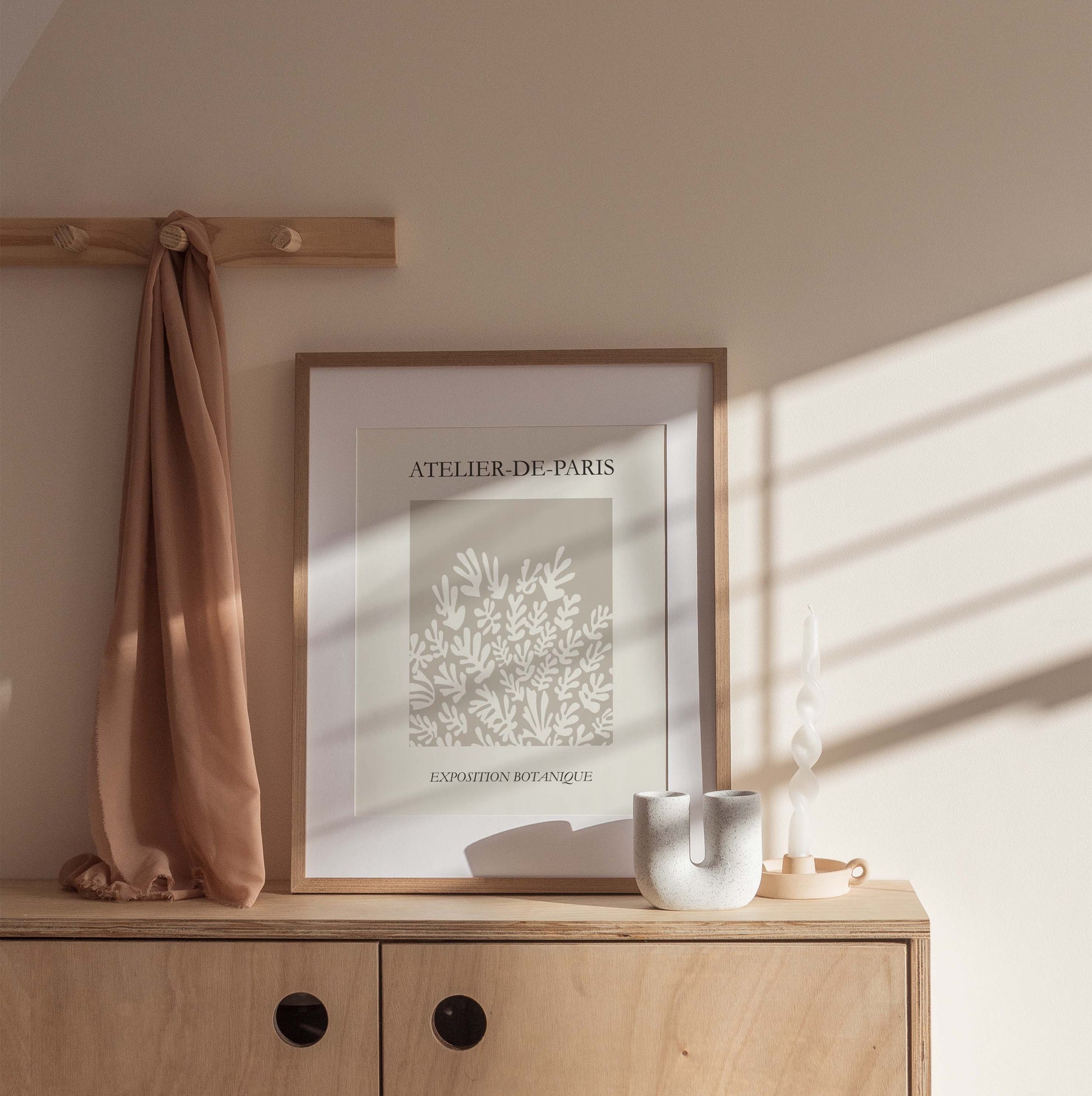 Minimalist wall art print in neutral colours, inspired by Henri Matisse