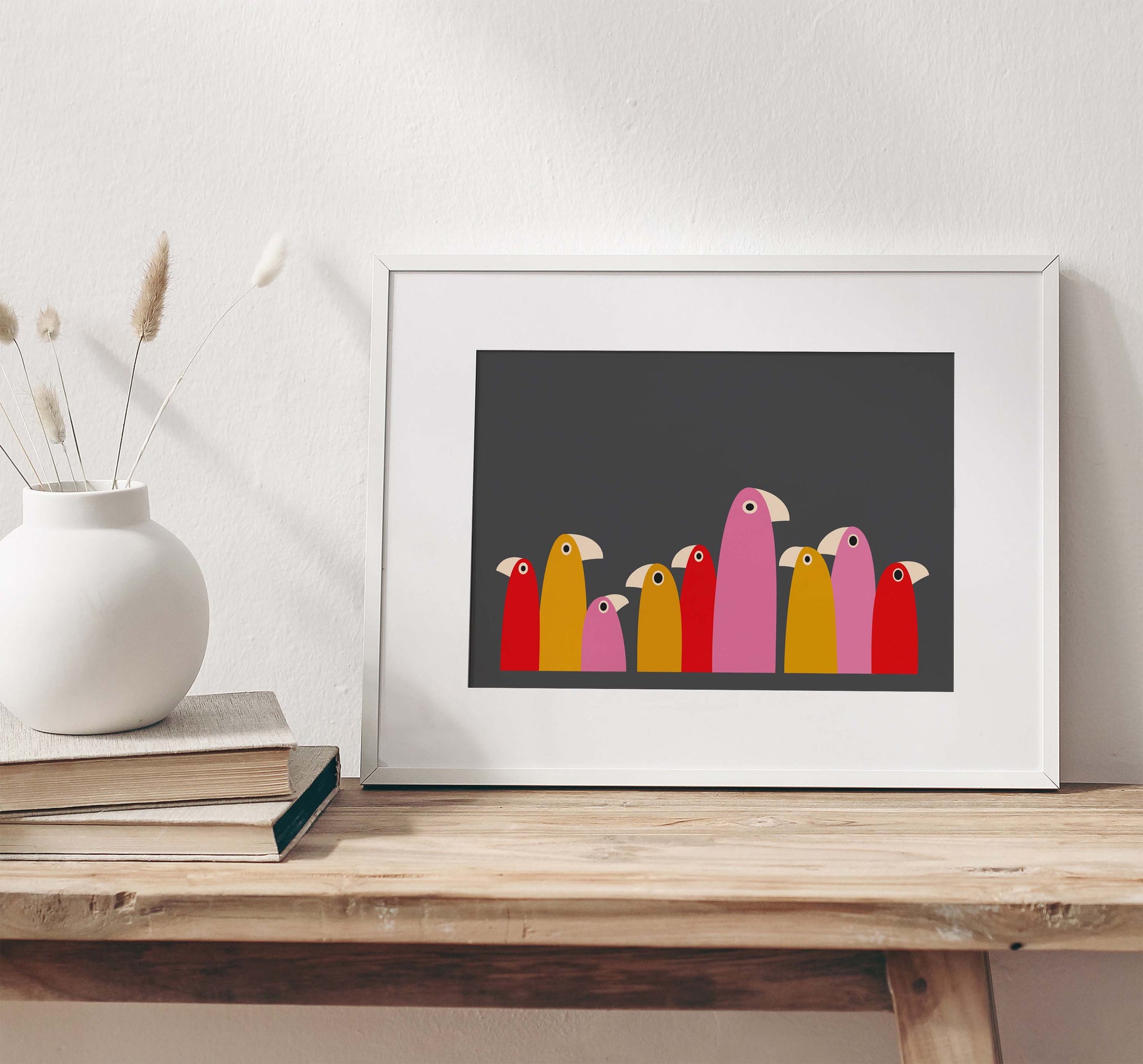 Modern bird art print in a minimalist style