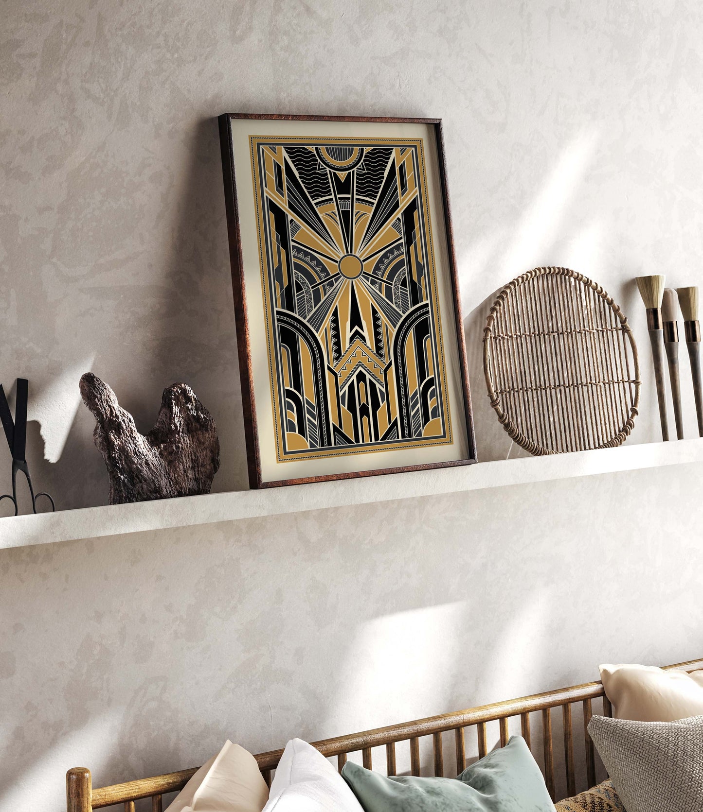 Art deco print in black and gold