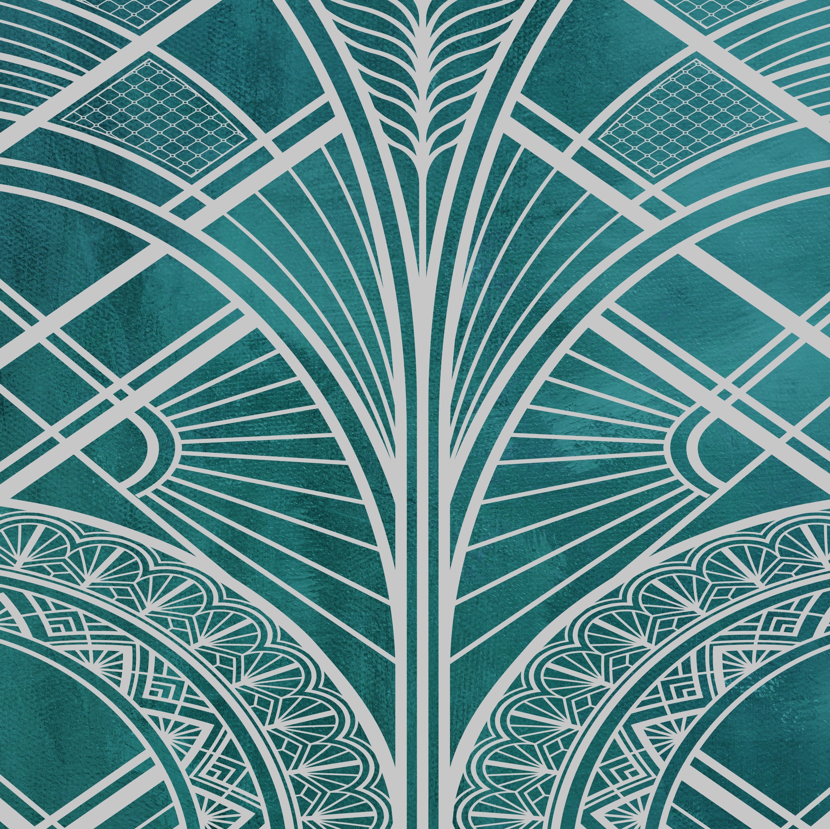 Cabarita Art Deco Leaves Wallpaper by Brewster - Lelands Wallpaper