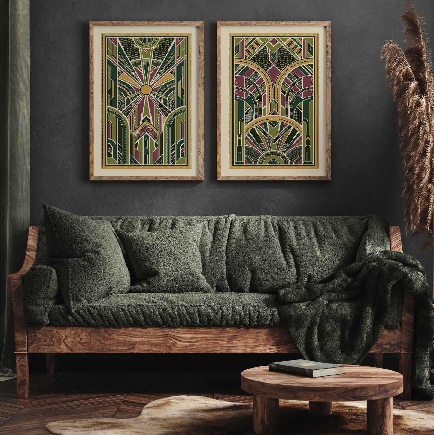 Art deco poster set with an eye-catching geometric pattern