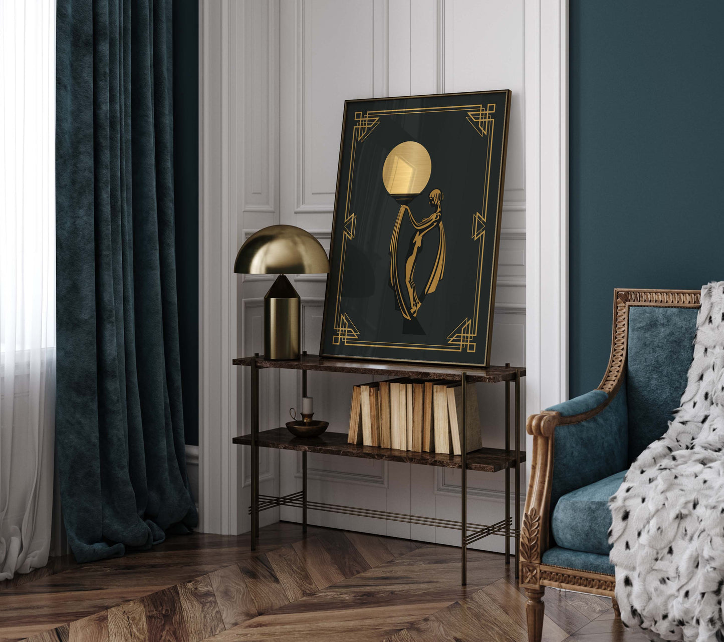 Art deco poster in black and gold