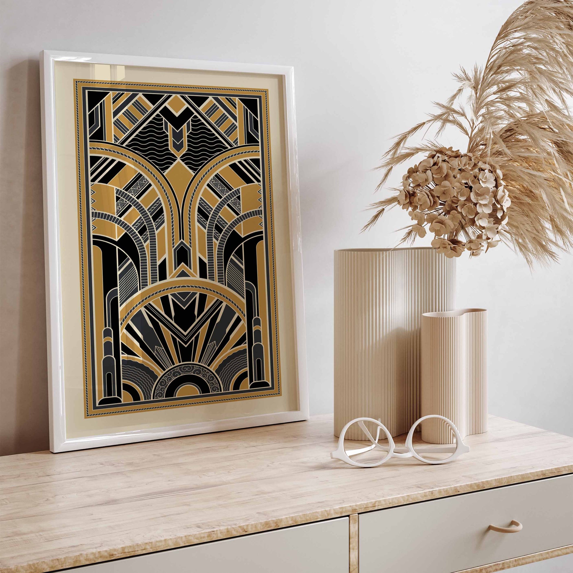 Black and gold luxe art deco print