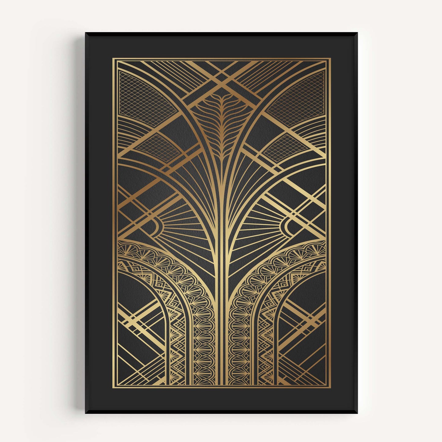 Black and gold art deco print