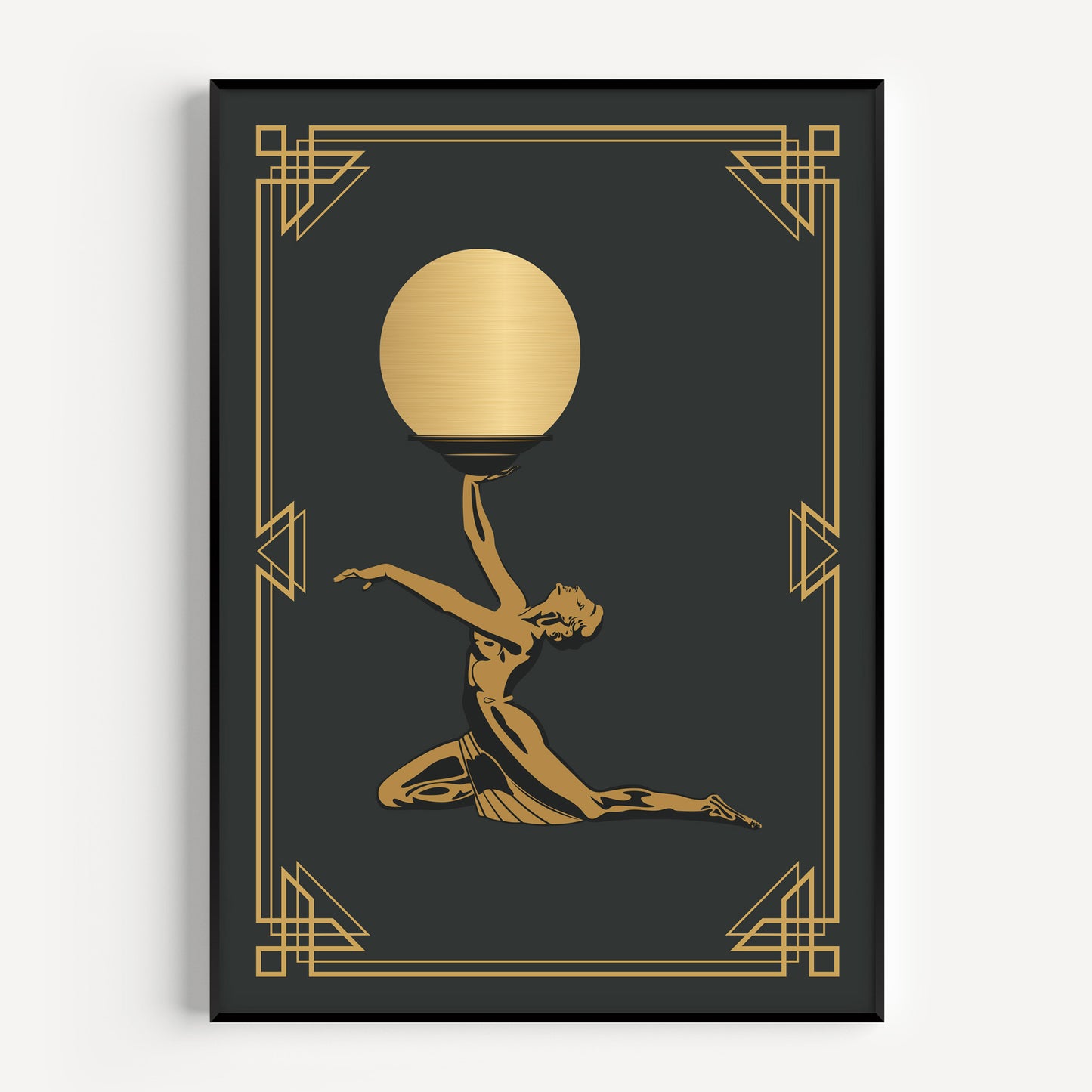 Art deco woman print in black and gold