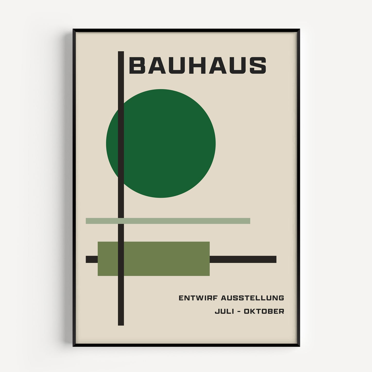 Minimalist Bauhaus print in green tones