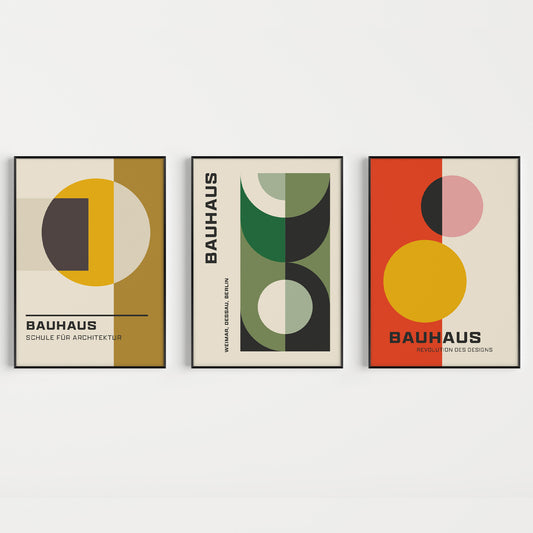 Bauhaus prints, in bold bright colours
