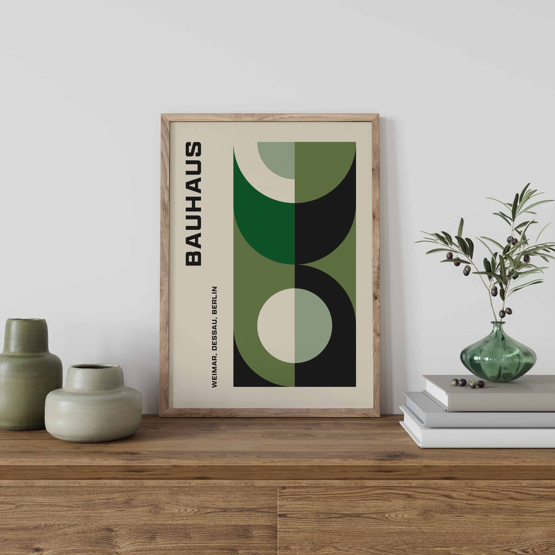 Bauhaus green mid century modern print