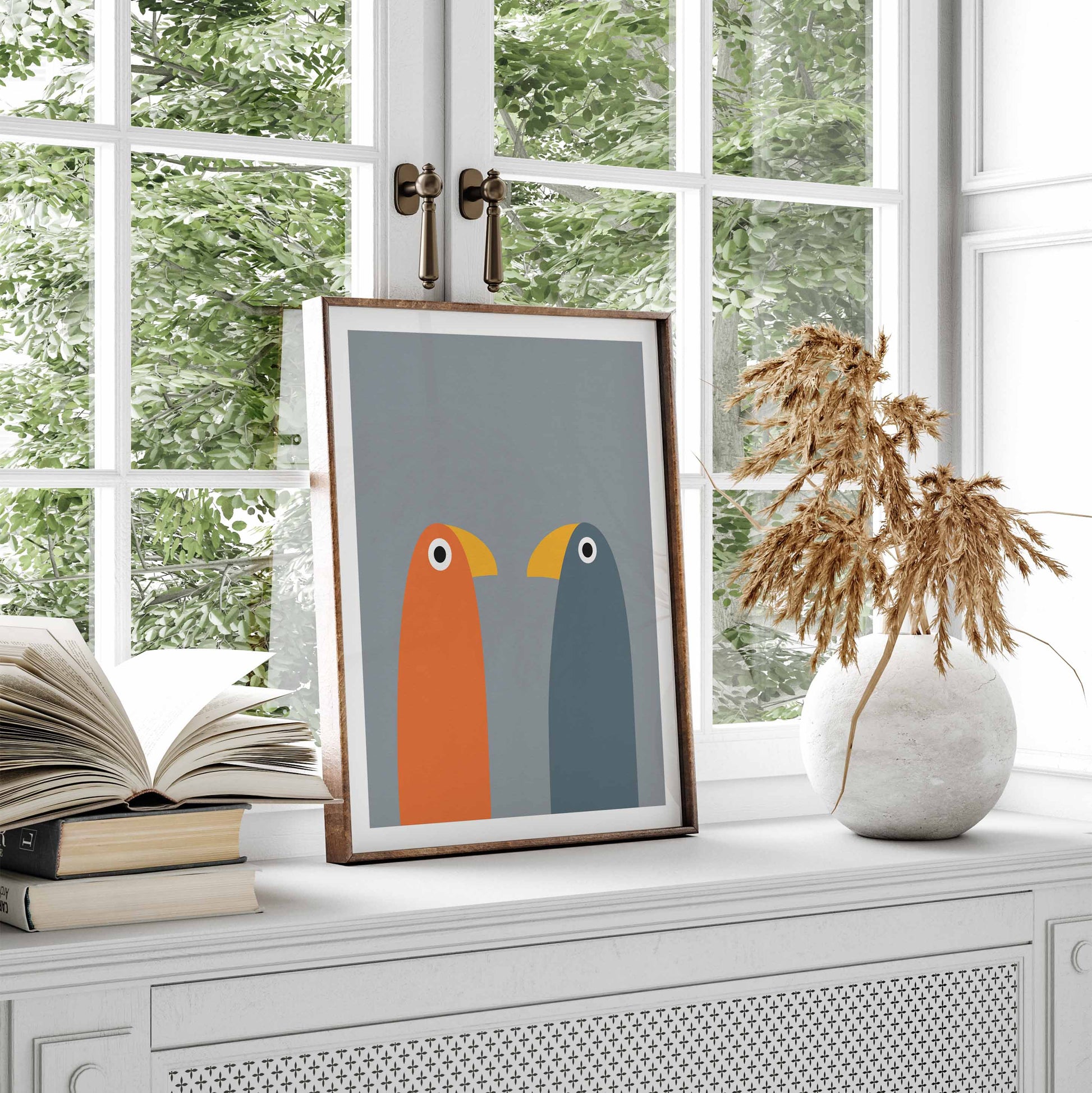 Bird wall art print in a minimalist Scandinavian style