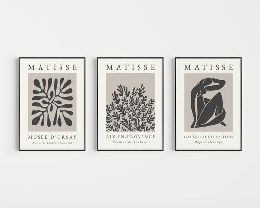 Set of black and beige Matisse prints, set of 3