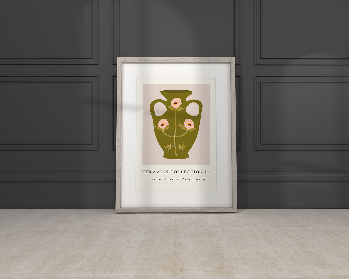 Green vase and flower poster