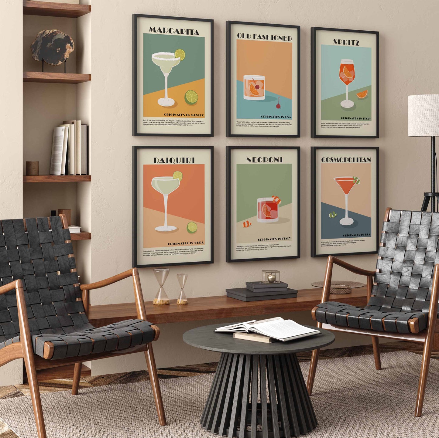 Set of 6 Art Deco Style Cocktail Prints