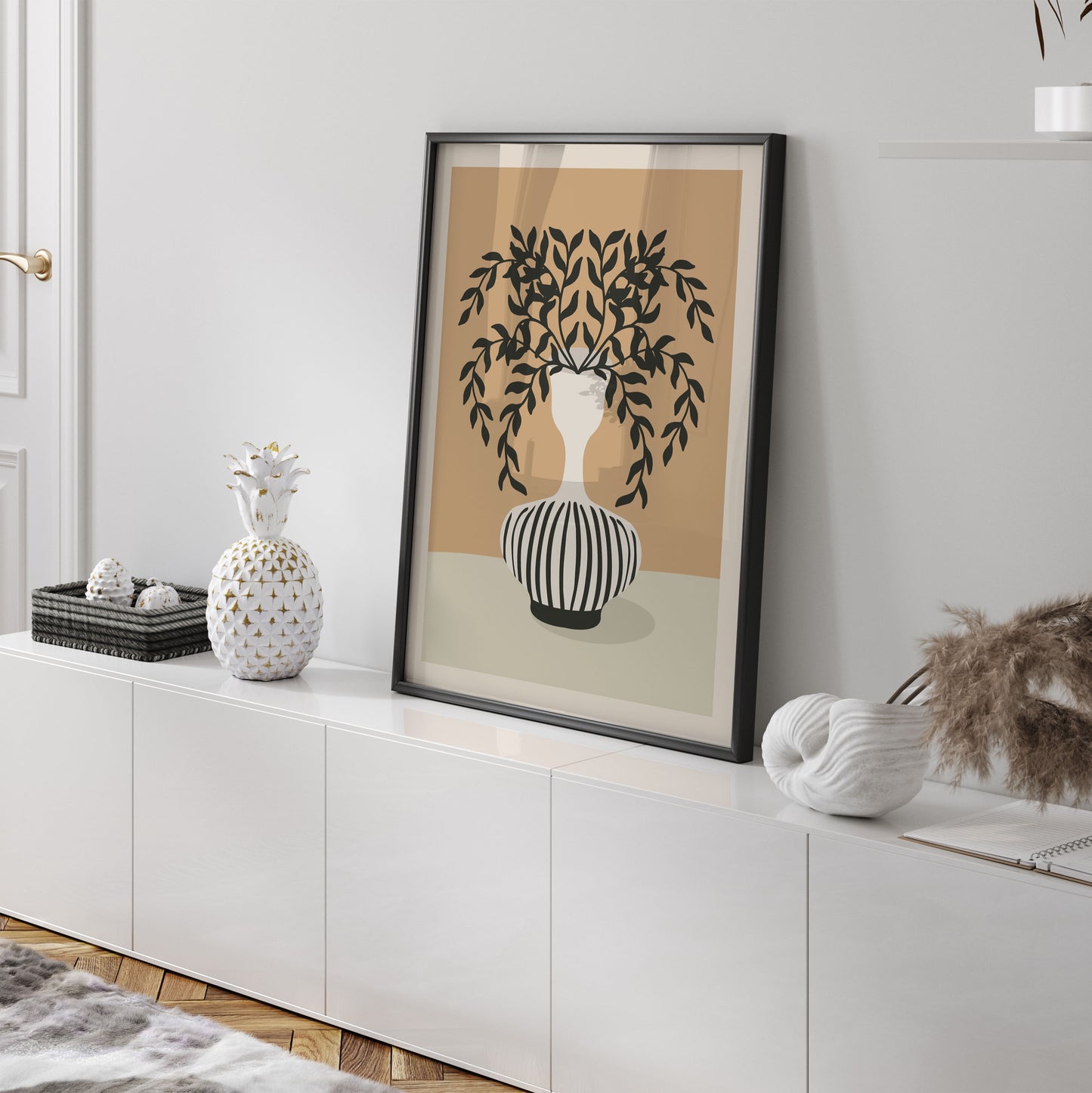 Modern botanical art print in a neutral colour palette