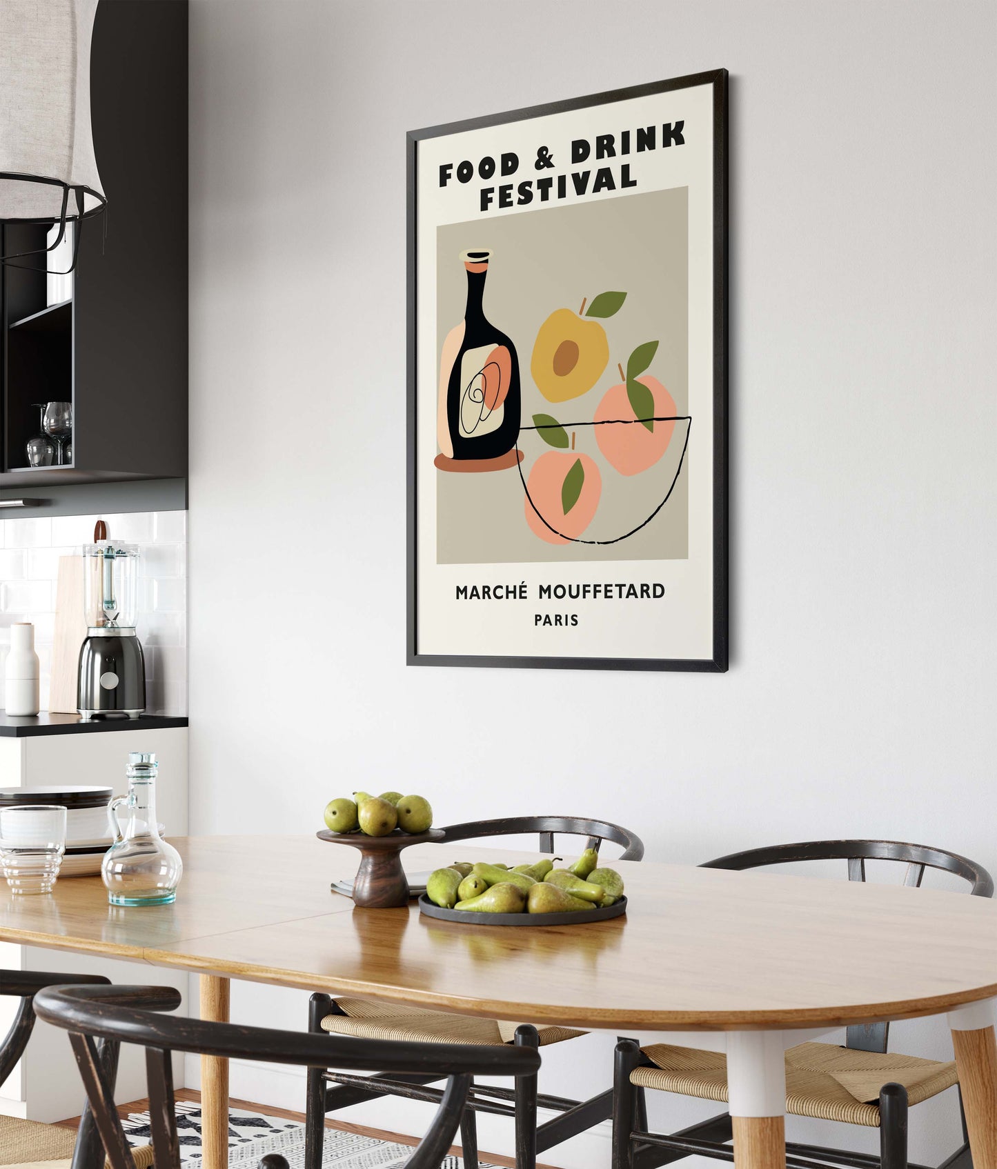 Poster for the kitchen in a minimalist style with a food and drink festival design