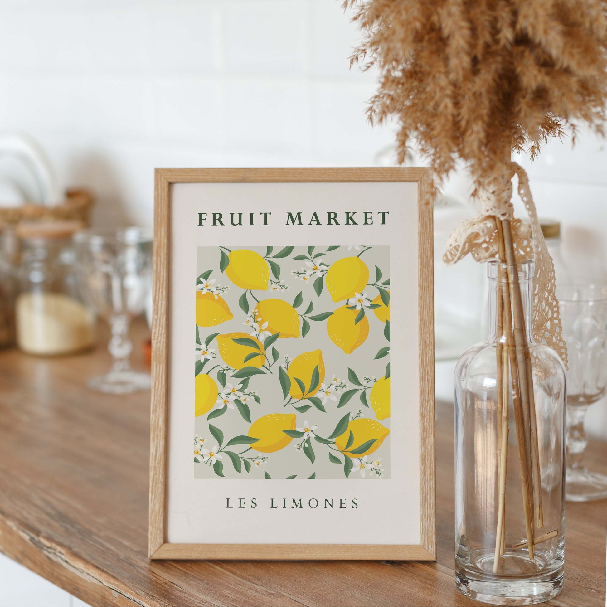 Fruit market yellow lemon wall art print