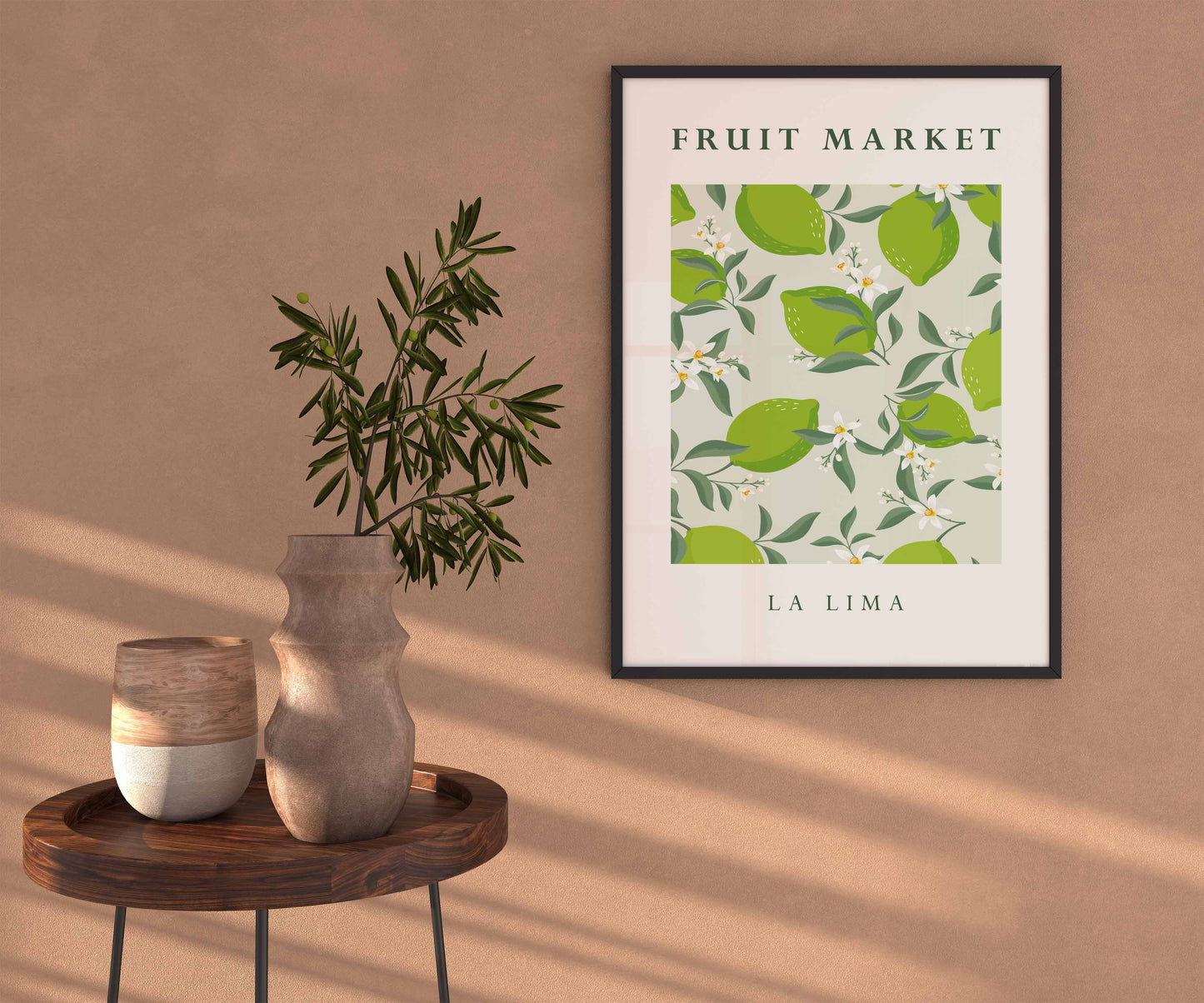 Lime print for the kitchen, with fruit market typography