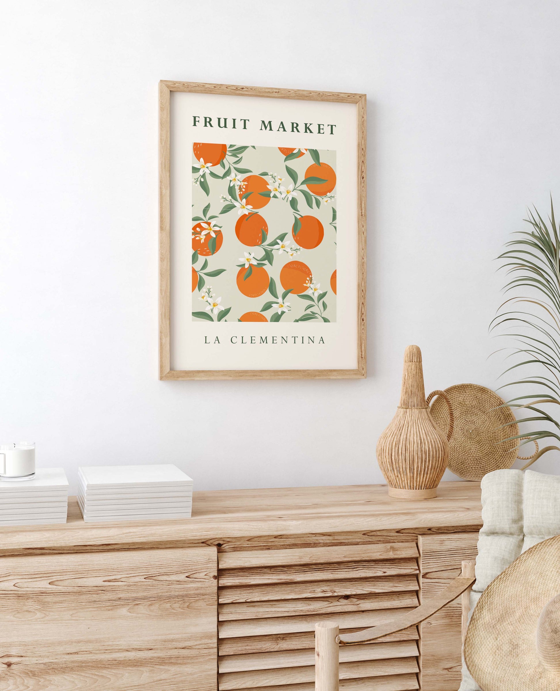 Fruit market print in orange