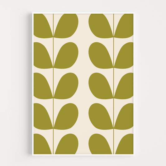 Scandinavian Leaf Print in Green