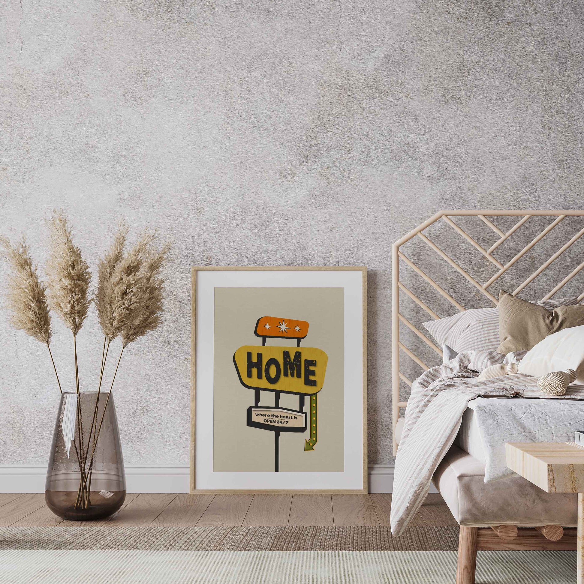 Mid century modern home sign print in neutral colours