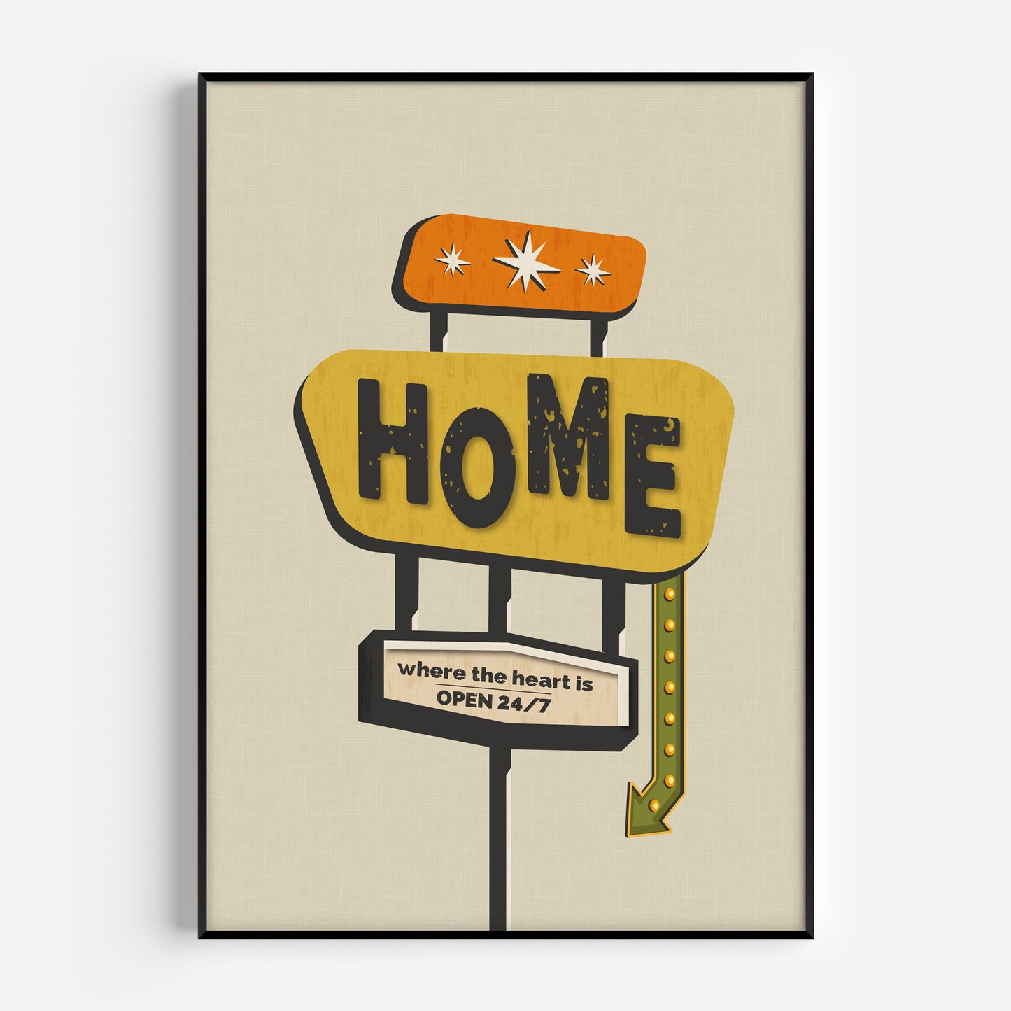 Home sign print in neutral colours