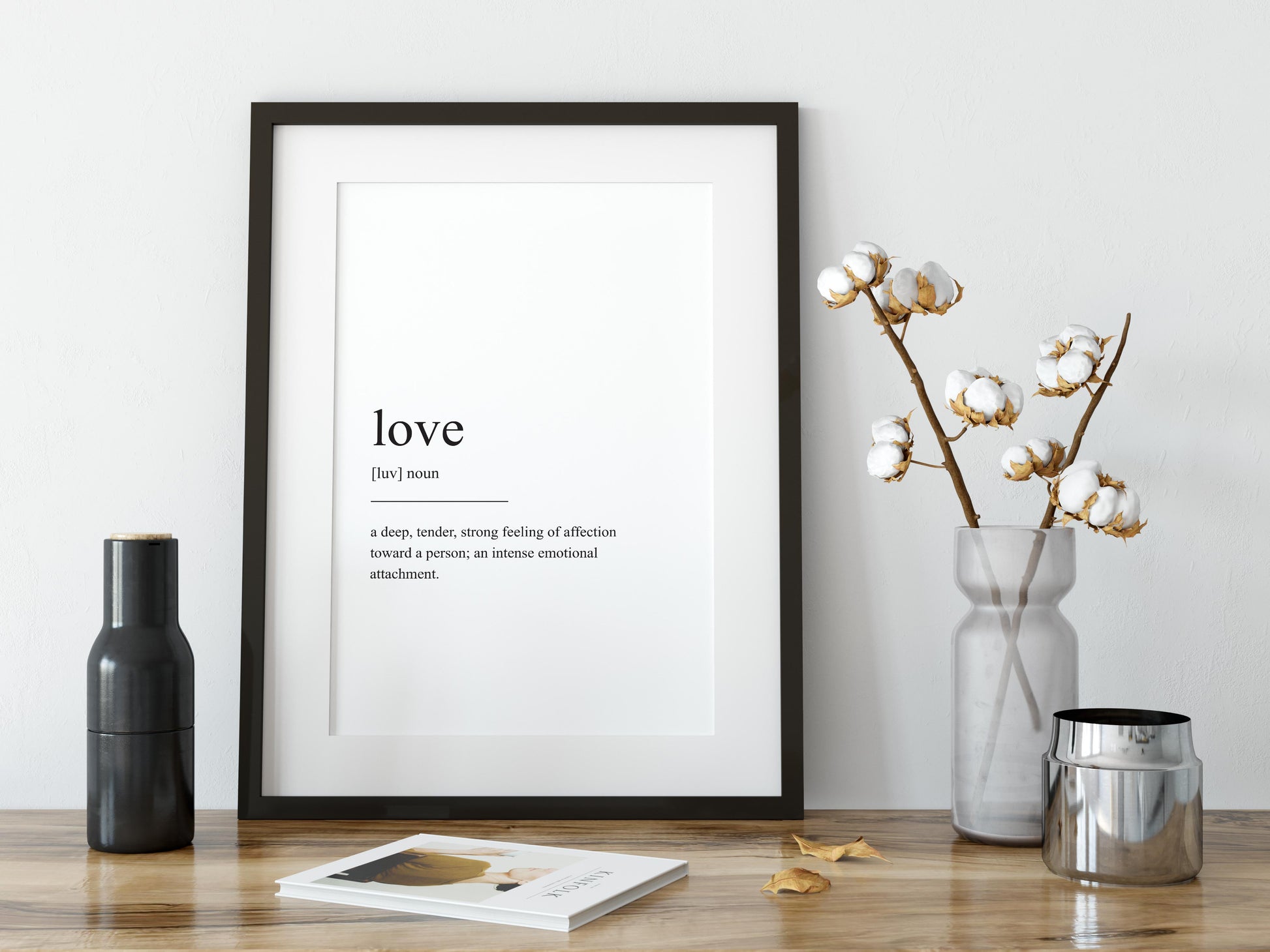 Love definition wall art print with love typography