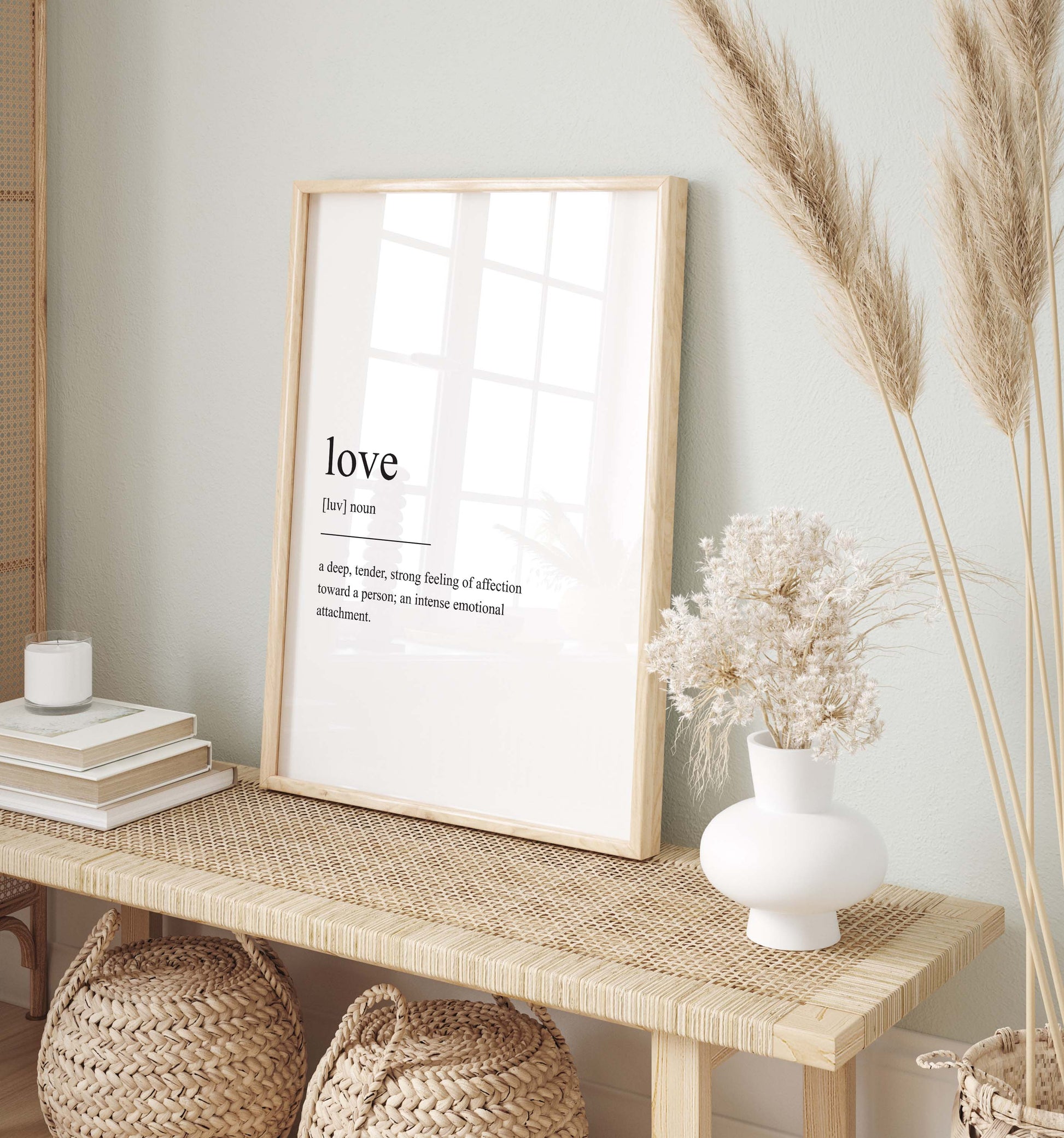 Love definition wall art print in black and white