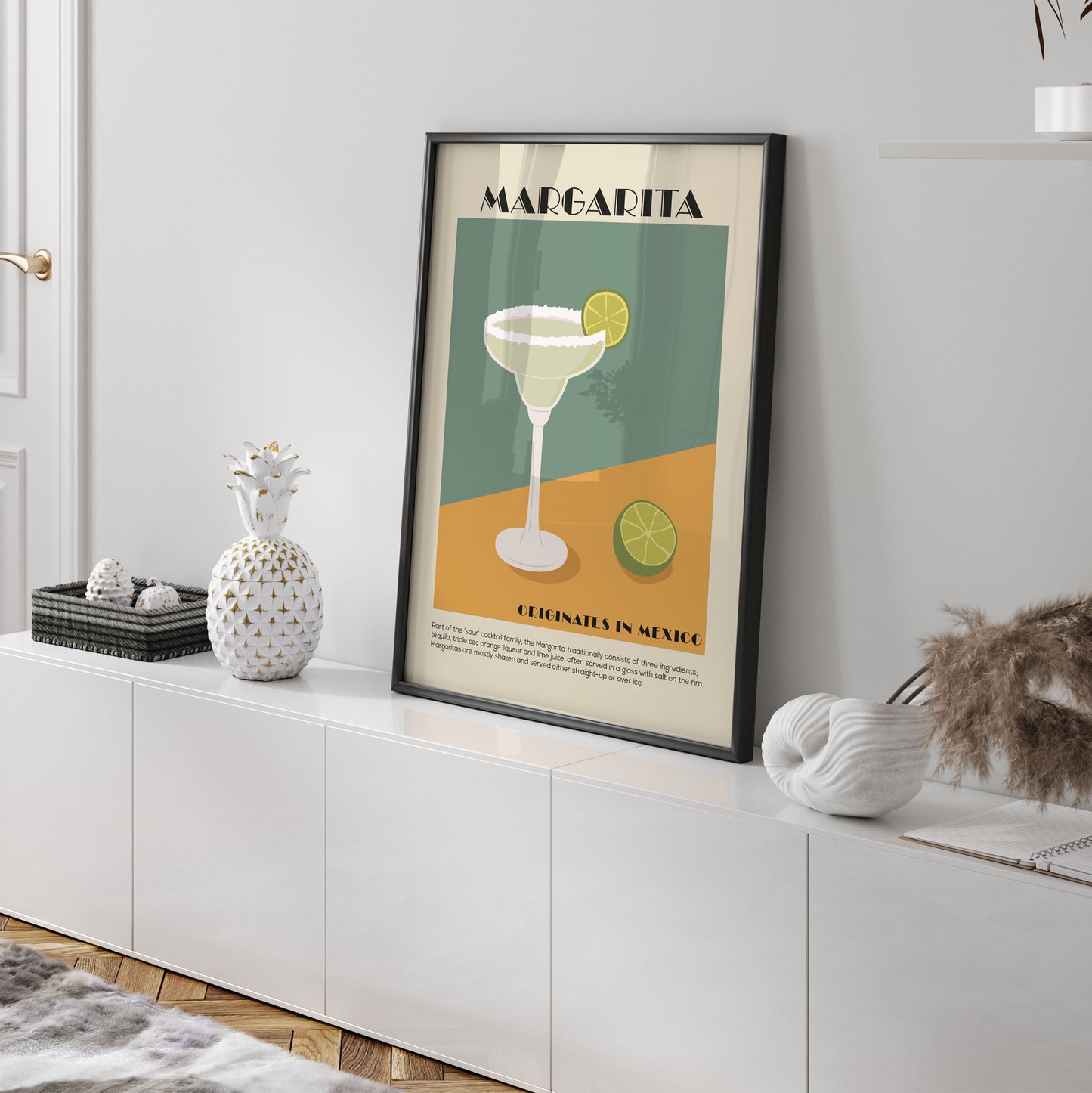 Art deco style margarita cocktail print