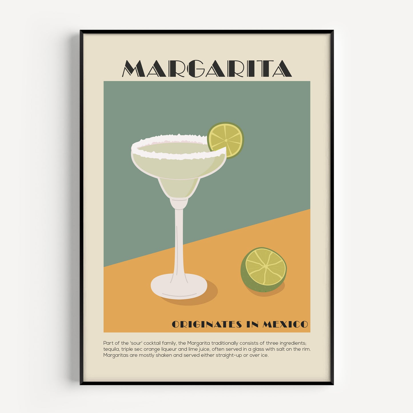 Margarita cocktail print in an art deco style