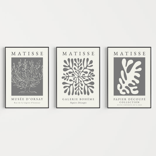 Set of Matisse prints in grey