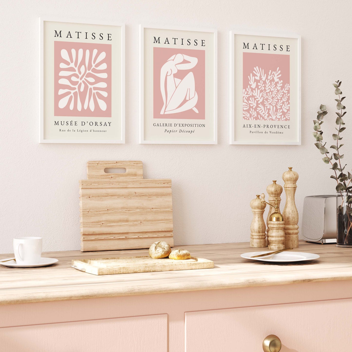 Set of Pink wall art prints inspired by Matisse