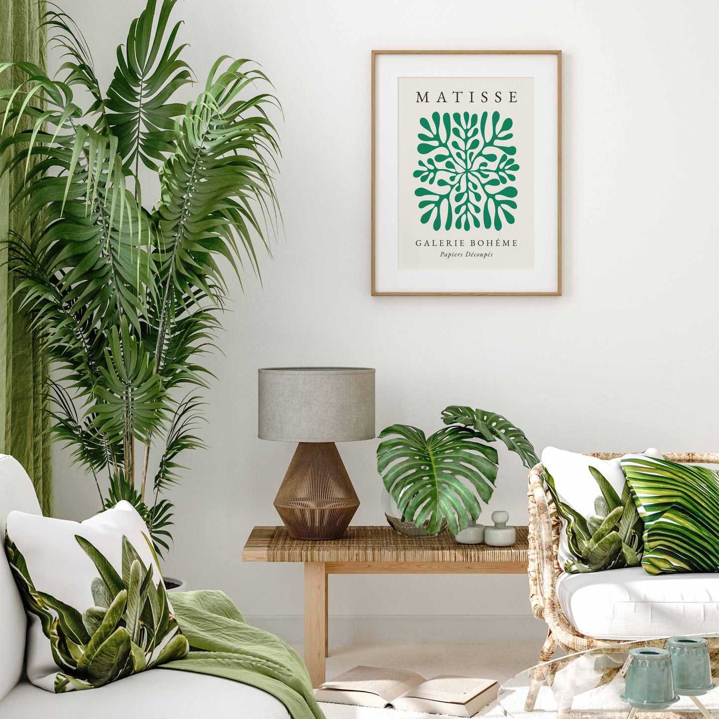 Green Matisse print in a minimalist style