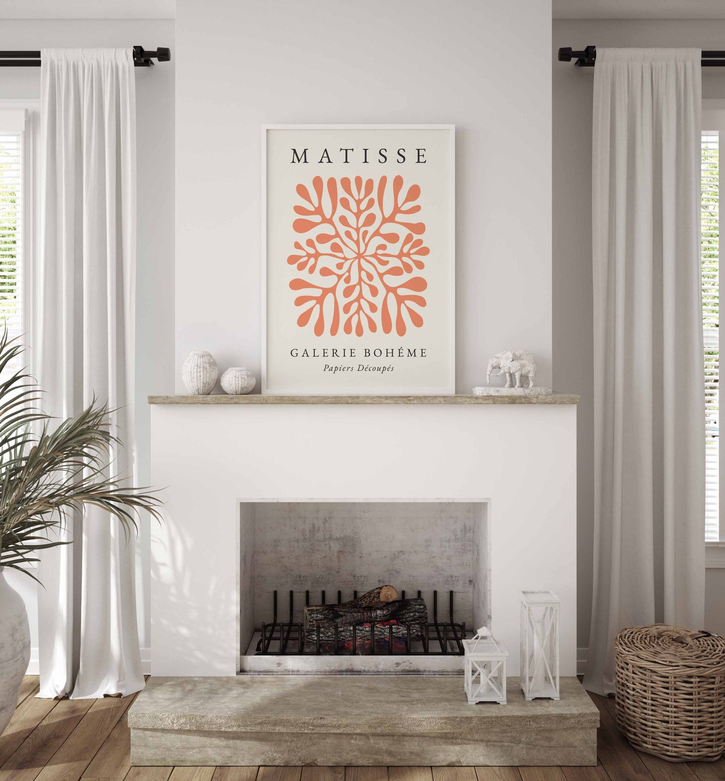 Orange Matisse poster with minimalist leaf design