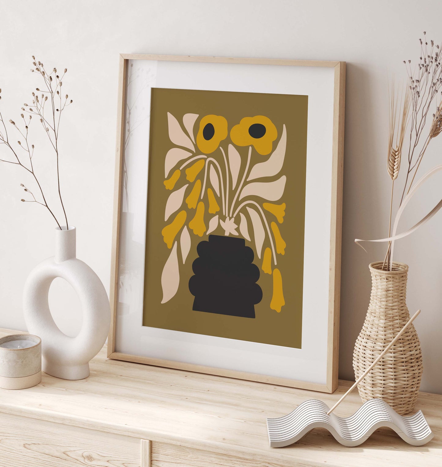 Mid century modern flower and vase poster