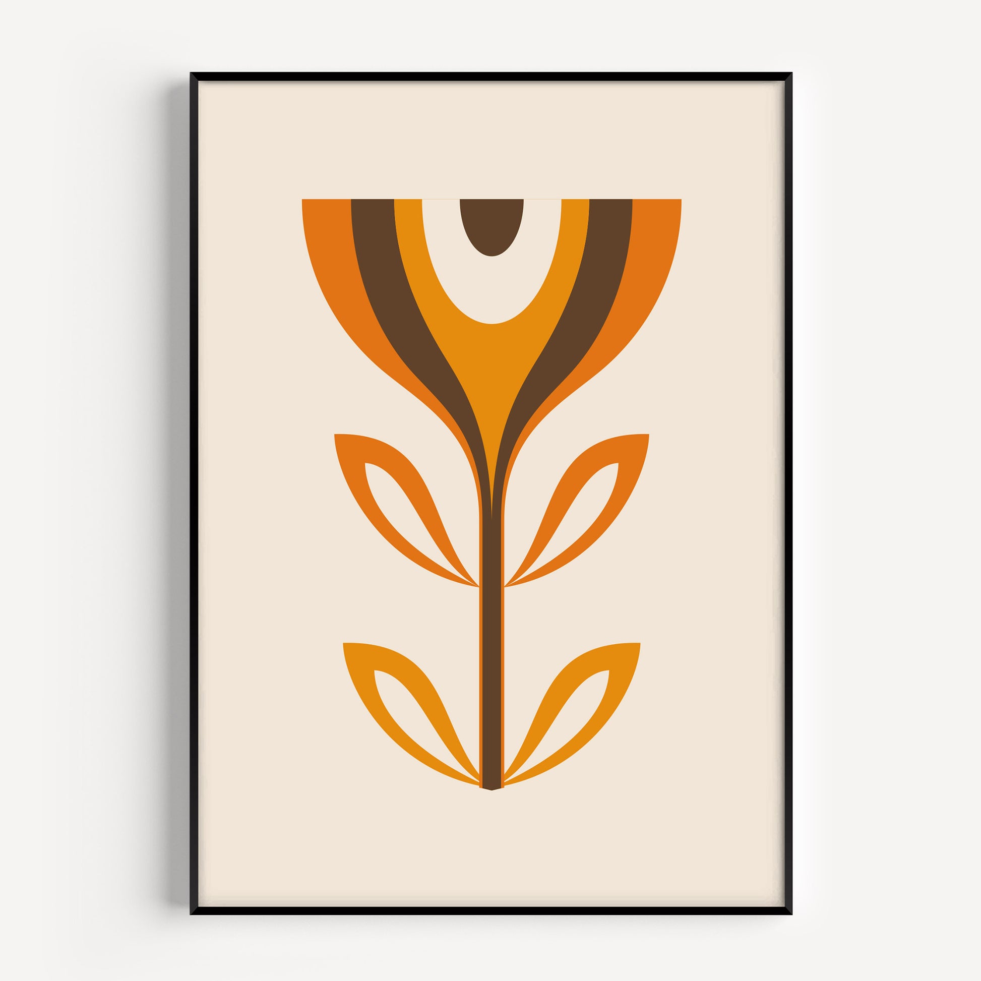Orange Mid Century Modern Flower Print