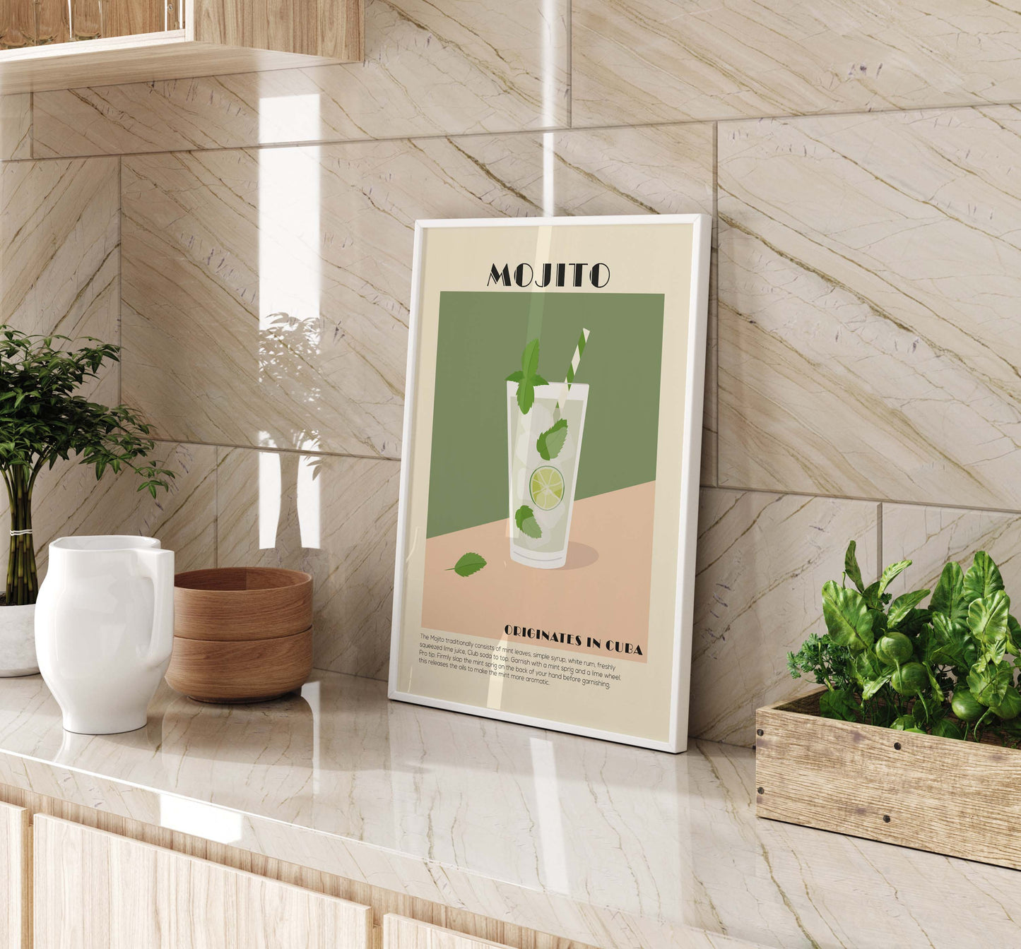 Mojito Cocktail Poster in an Art Deco Style