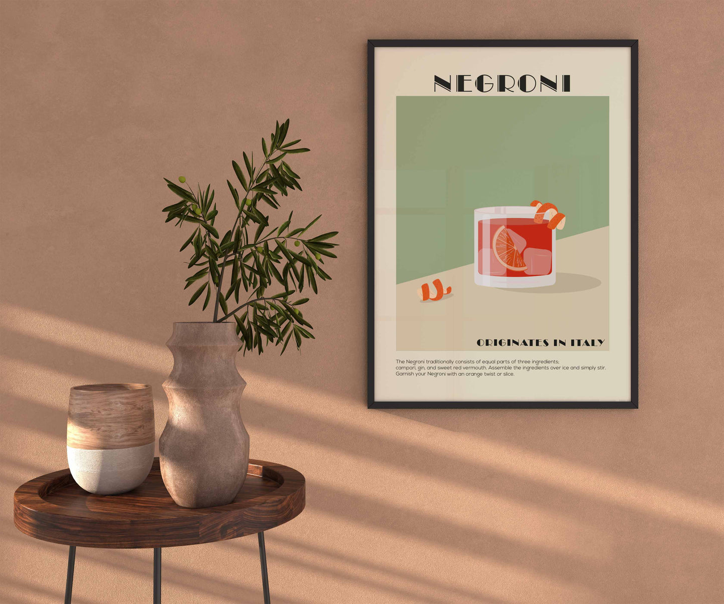 Negroni Cocktail Print in an Art Deco Style