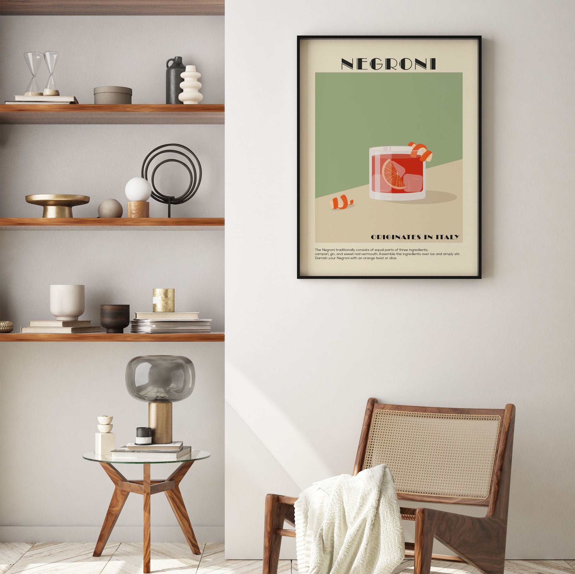 Art Deco Negroni Cocktail Print