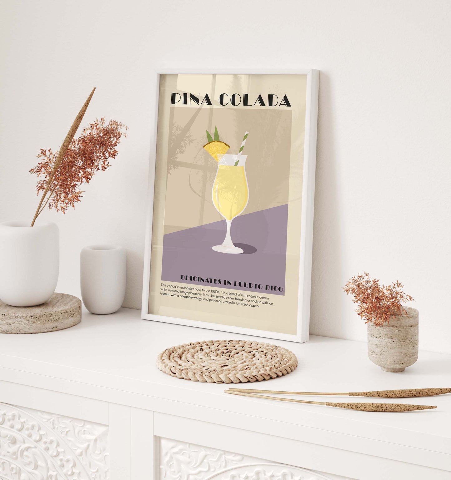 Art deco style kitchen print for Pina colada cocktails