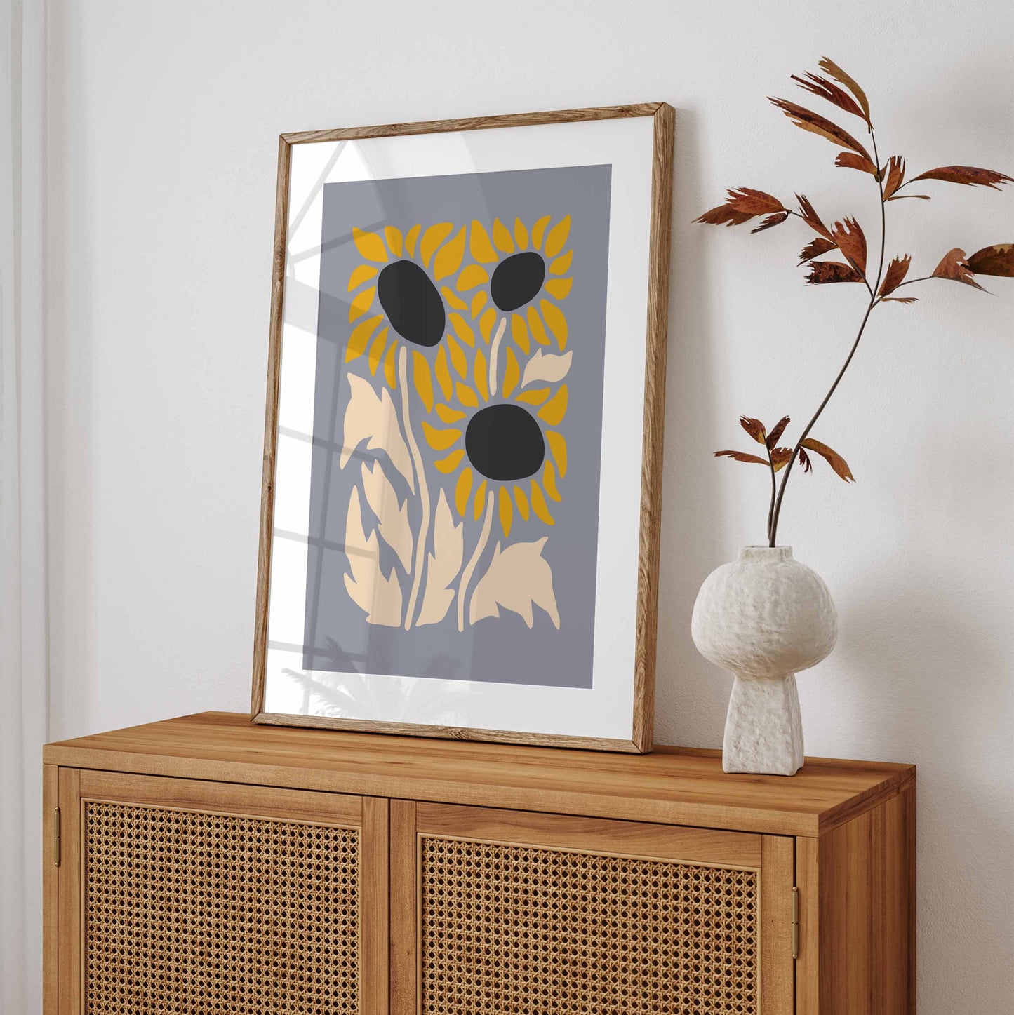 Blue and yellow sunflower poster