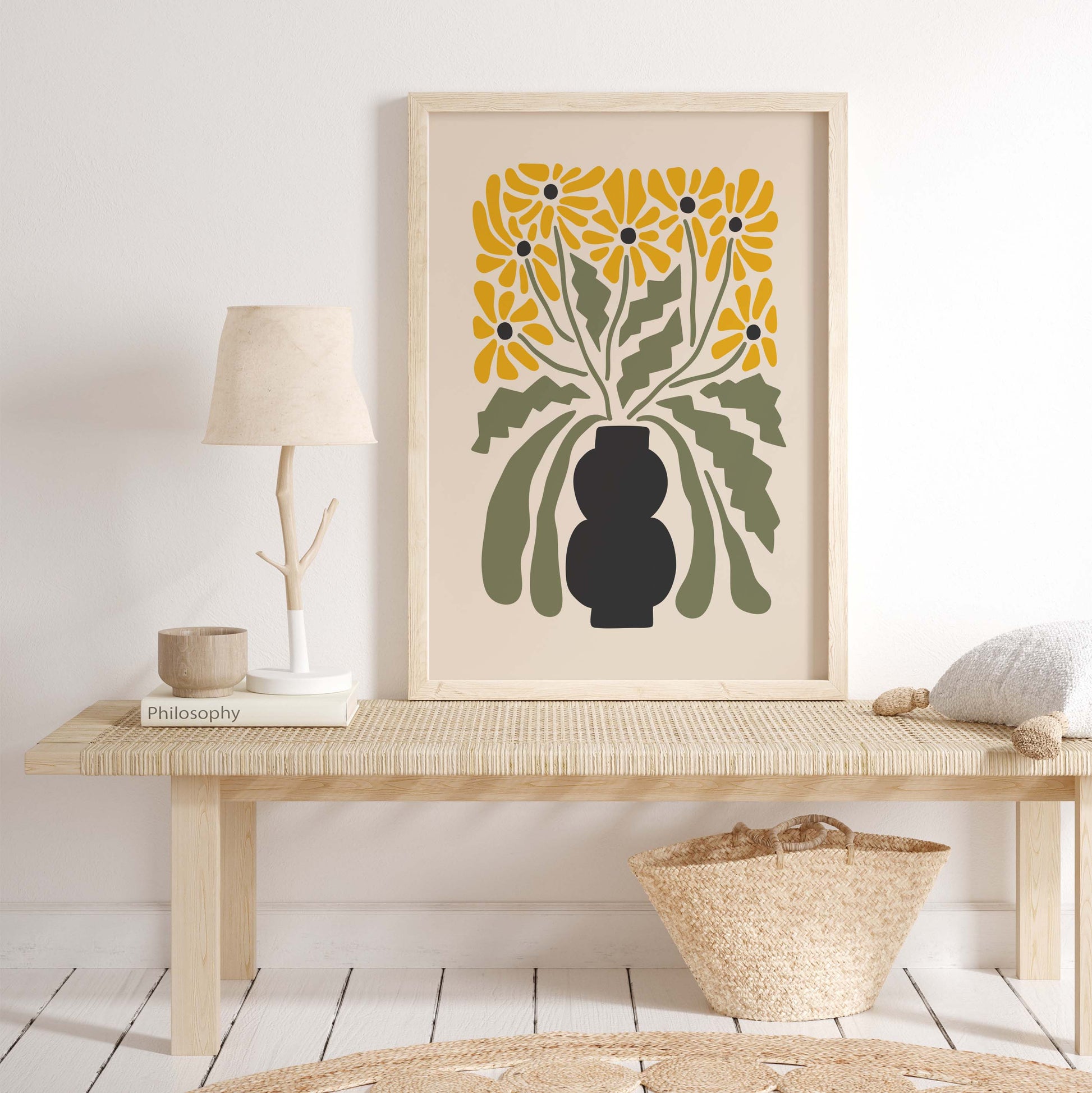 Green and yellow botanical flower poster