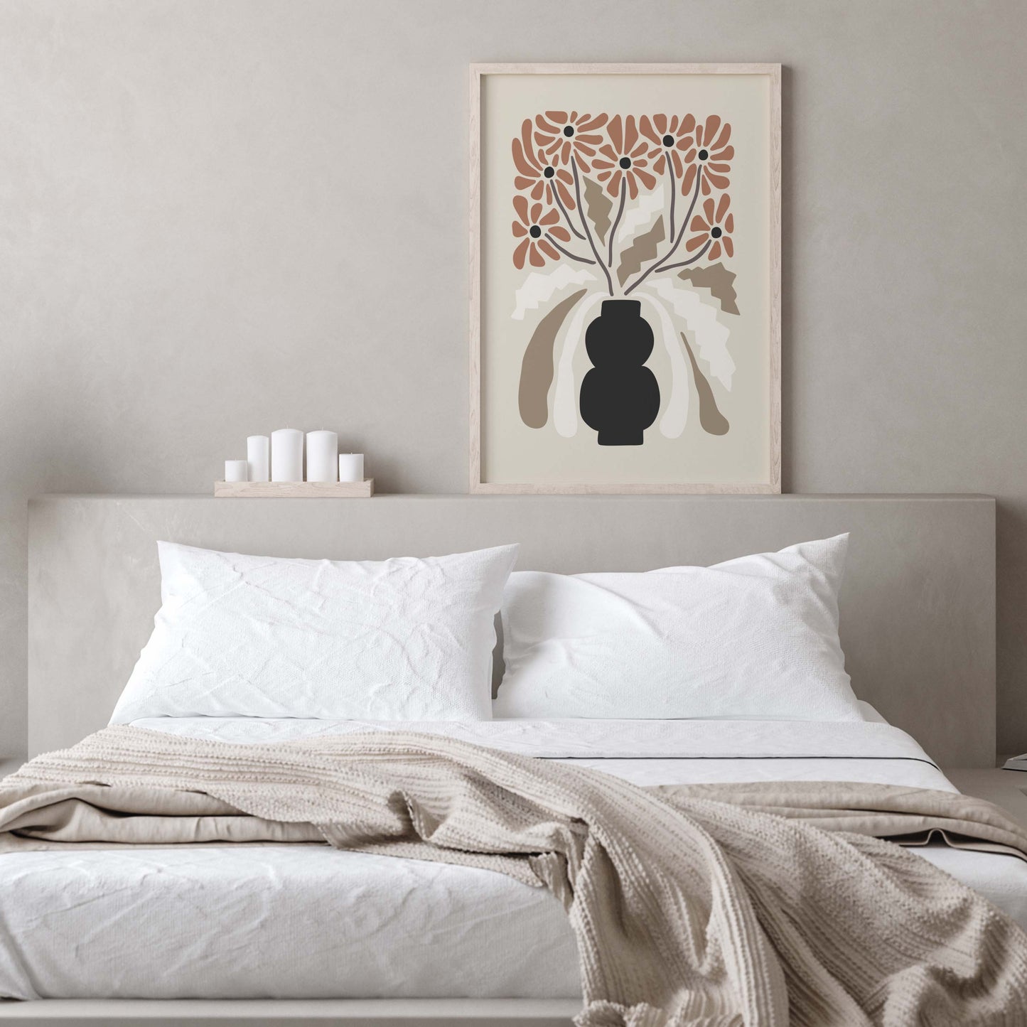 Vase and flowers wall art print in a minimalist style