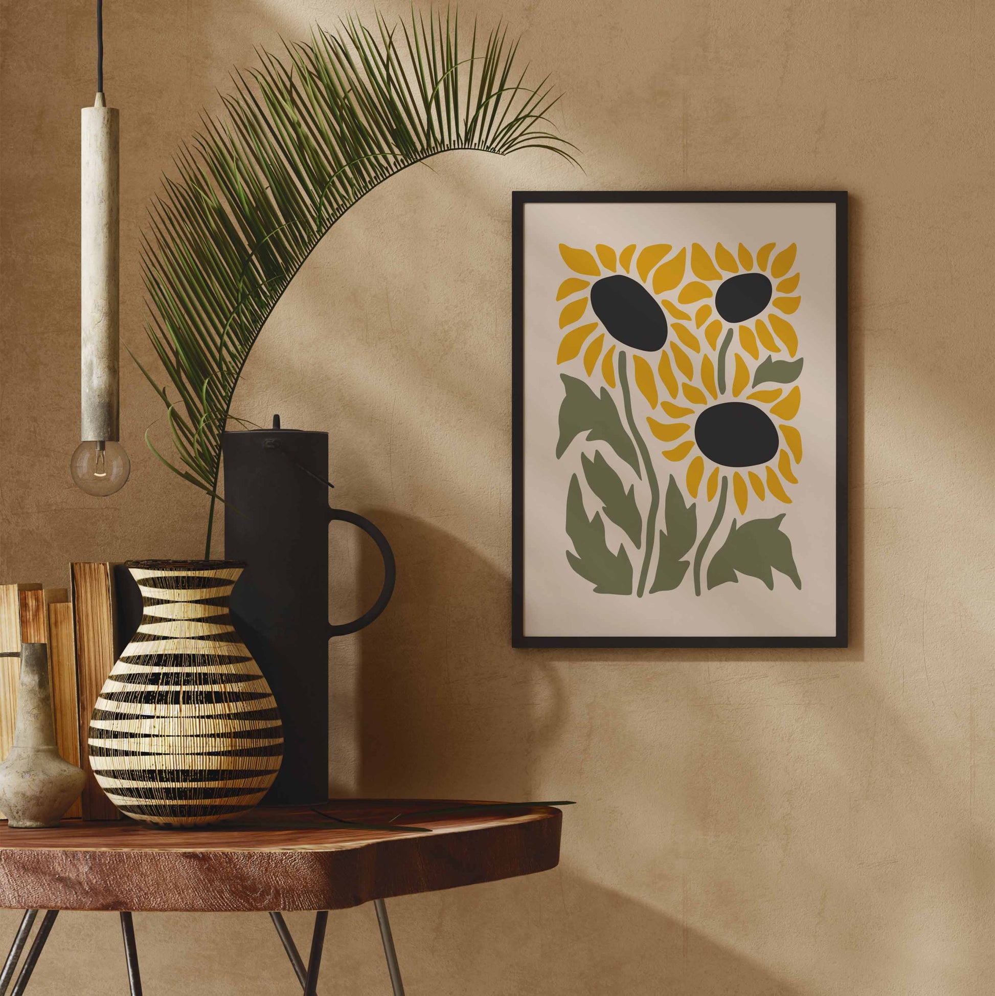Sunflower poster in green and yellow