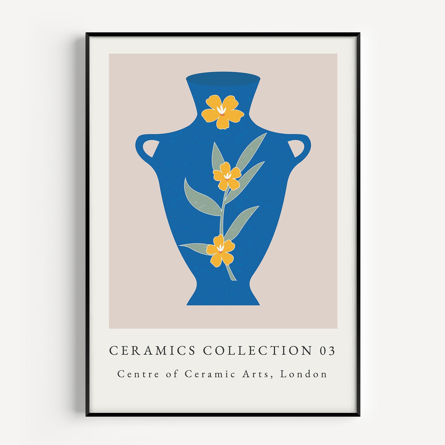 Vase exhibition print in blue