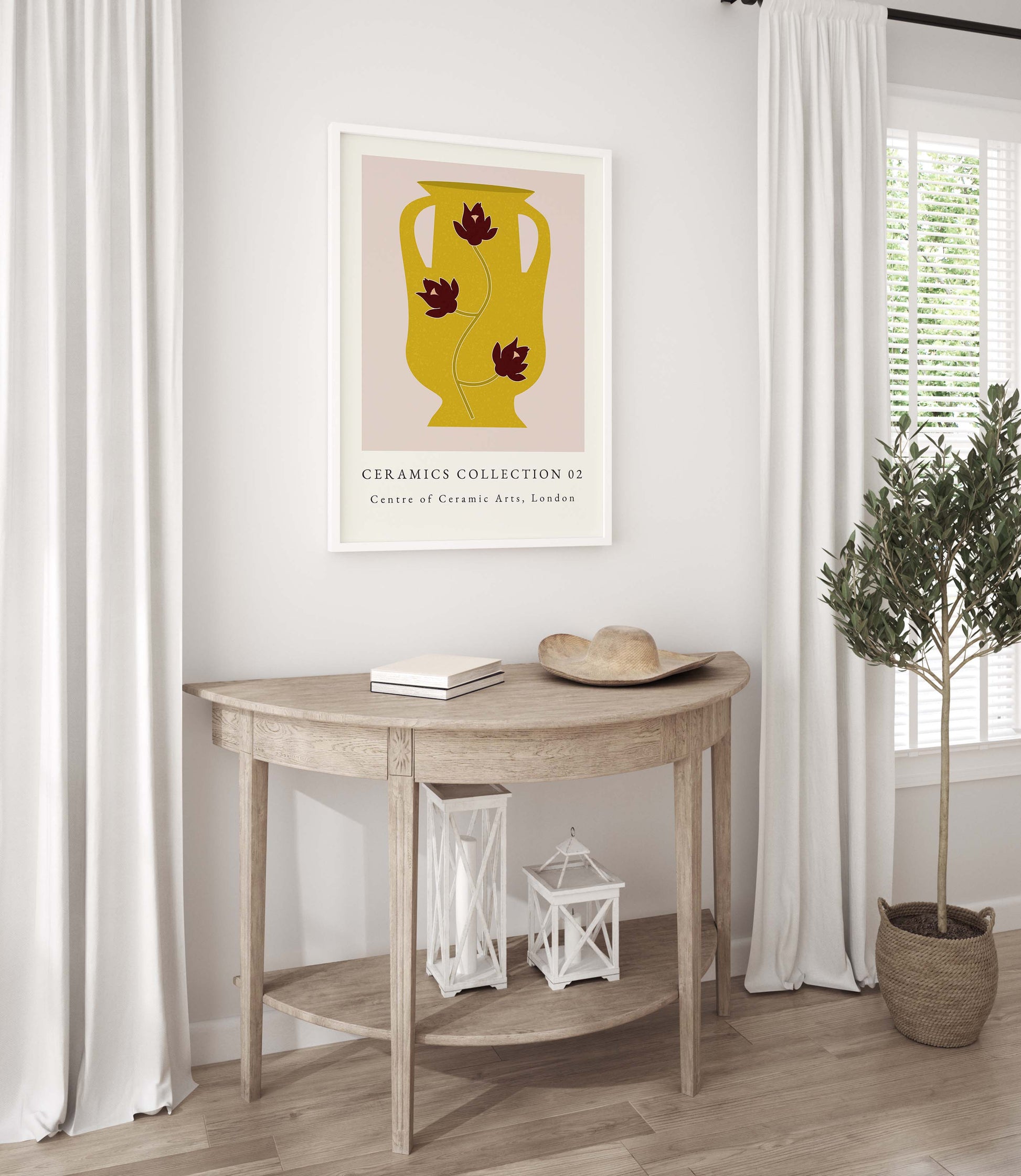 Exhibition print with yellow vase from ceramic collection